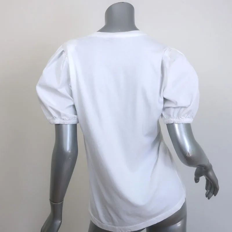 Derek Lam 10 Crosby Eva T-shirt à manches bouffantes en coton blanc Taille S