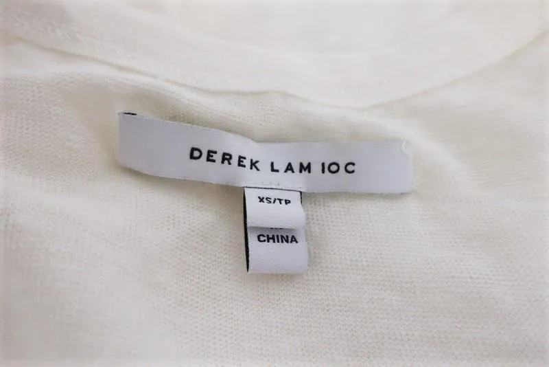 Derek Lam 10 Crosby Débardeur Pompon Blanc en Jersey de Lin Taille Très Petite
