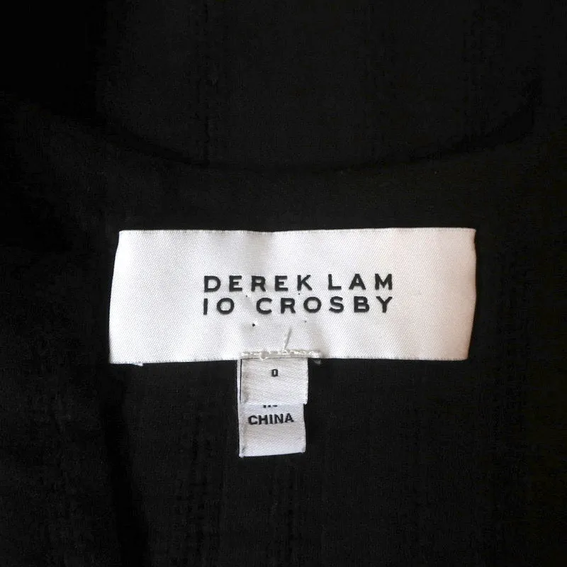 Derek Lam 10 Crosby Blouse à Pompons Noir en Coton avec Pinces Taille 0 à Manches Longues