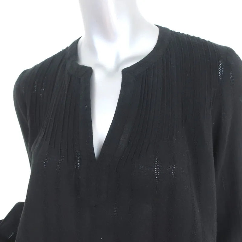 Derek Lam 10 Crosby Blouse à Pompons Noir en Coton avec Pinces Taille 0 à Manches Longues