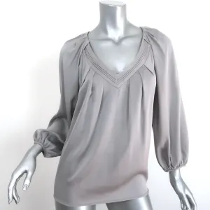 Diane von Furstenberg Blouse Cahil Platinum Stretch Satin Size 2 V-Neck Top NEW
