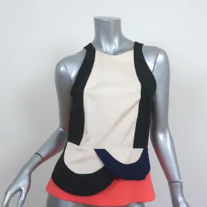 Diane von Furstenberg Sleeveless Peplum Top Eon Multicolor Colorblock Size 4
