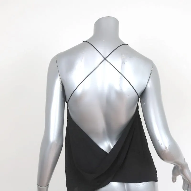 Dion Lee Fine Line Cami Noir Velours Taille Petit Haut Drapé Dos Nu
