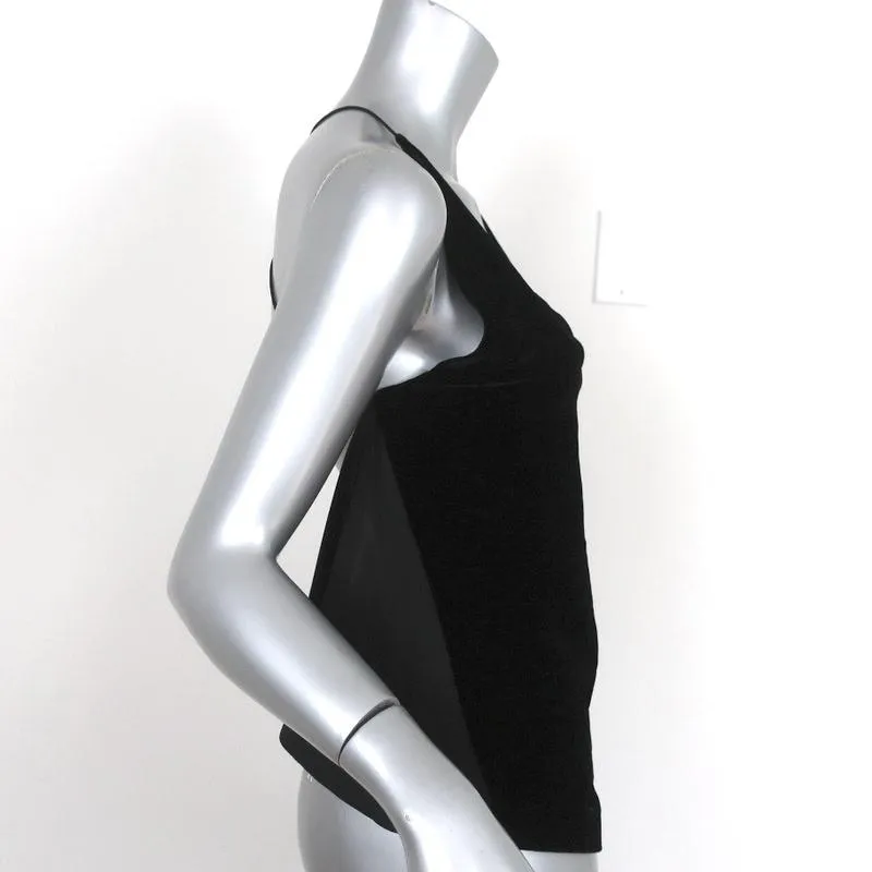 Dion Lee Fine Line Cami Noir Velours Taille Petit Haut Drapé Dos Nu