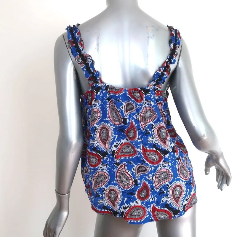 Dodo Bar Ou Débardeur Lita Bleu Imprimé Paisley Soie Taille 42 Blouse Sans Manches