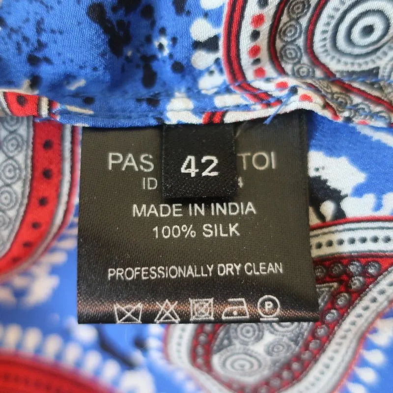 Dodo Bar Ou Débardeur Lita Bleu Imprimé Paisley Soie Taille 42 Blouse Sans Manches