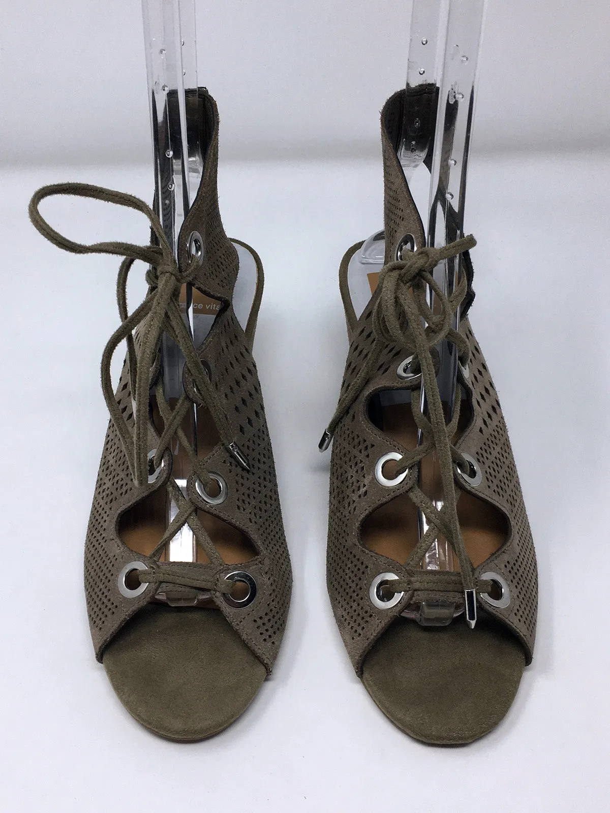 Dolce Vita Taille 9 Sandales Triangle Perforées à Points Taupe NWOB