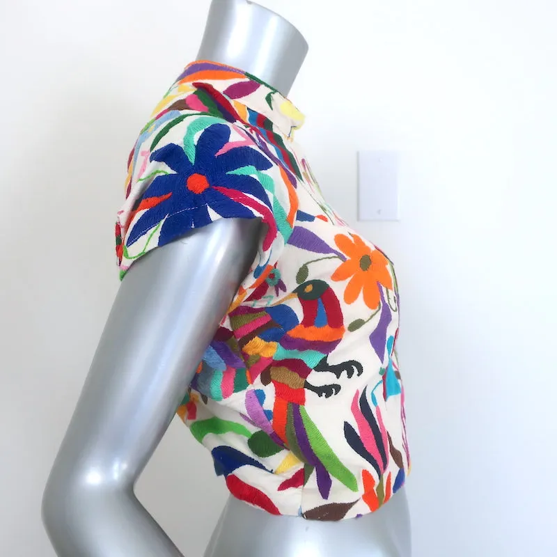 Haut court brodé Draco à dos nu Crème/Multicolore Taille Moyenne