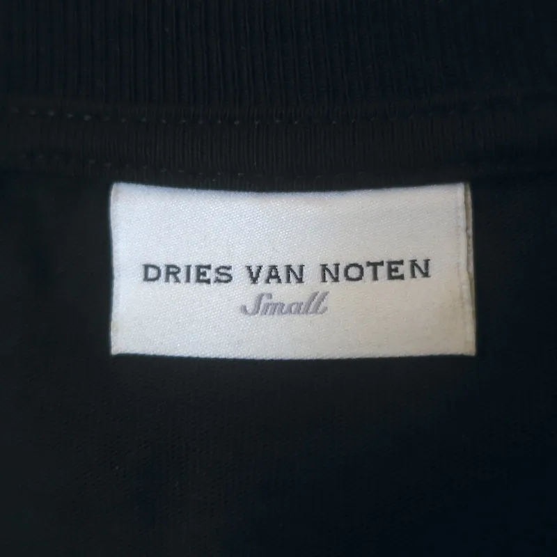 Dries Van Noten Haut à manches longues brodé floral en coton noir Taille S