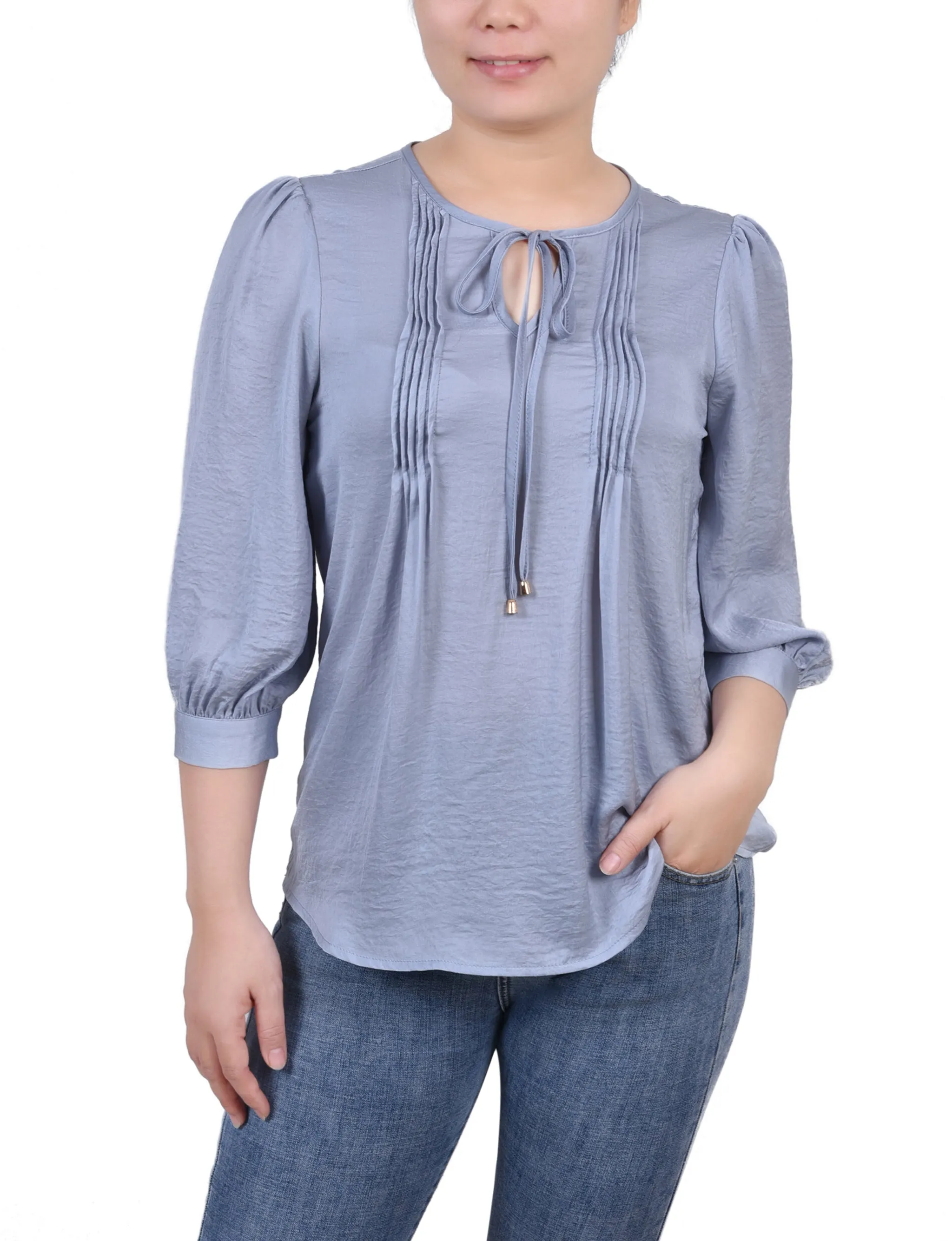 Blouse en satin à manches coudées