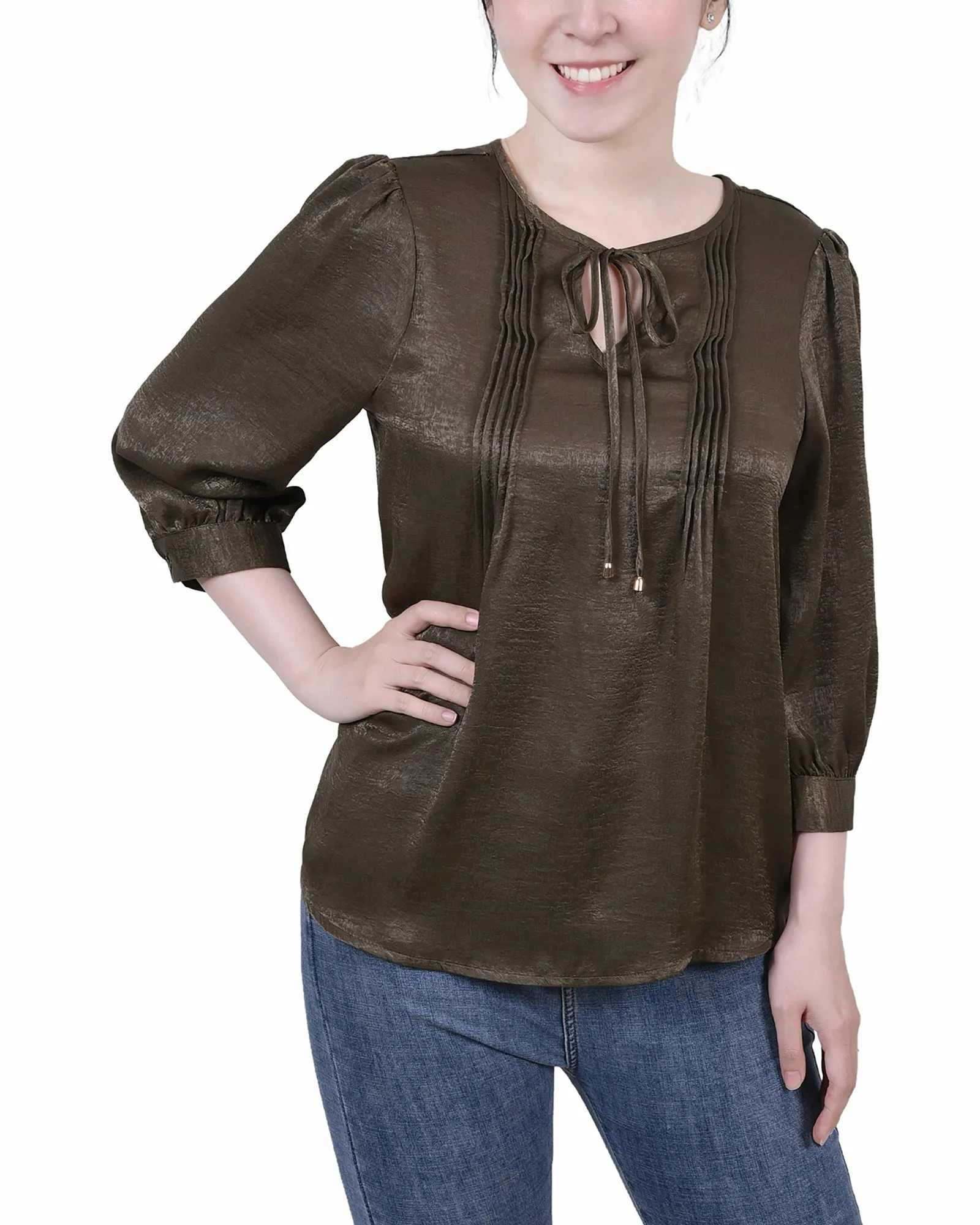Blouse en satin à manches coudées