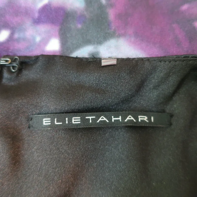 Elie Tahari Blouse sans manches Imprimé floral violet Soie extensible Taille S