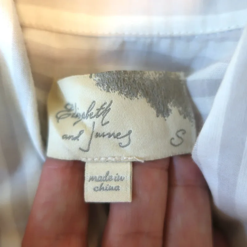 Elizabeth and James Chemise à Rayures avec Boutons Blanc/Gris Clair en Coton Taille S