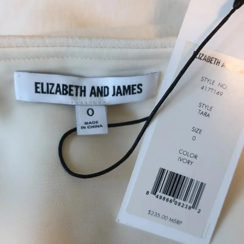 Elizabeth et James Tara Haut décolleté ivoire en crêpe Taille 0 NEUF