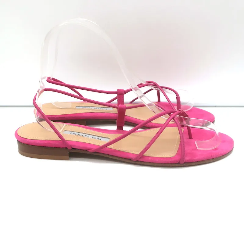 Emme Parsons Sandales à lanières arrière plates en daim rose Taille 38