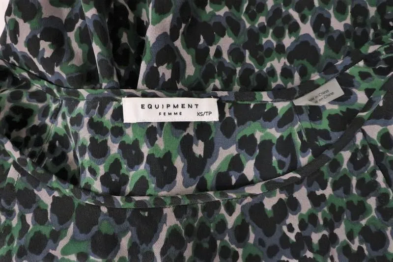 Blouse Abeline en soie à imprimé léopard Taille Très Petite Haut à manches cloche
