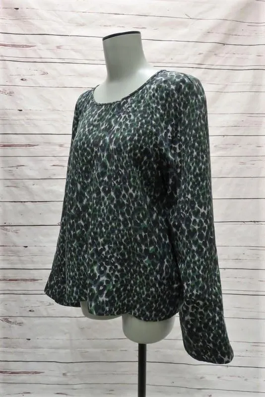 Blouse Abeline en soie à imprimé léopard Taille Très Petite Haut à manches cloche