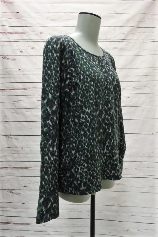Blouse Abeline en soie à imprimé léopard Taille Très Petite Haut à manches cloche