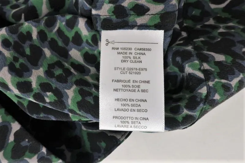 Blouse Abeline en soie à imprimé léopard Taille Très Petite Haut à manches cloche