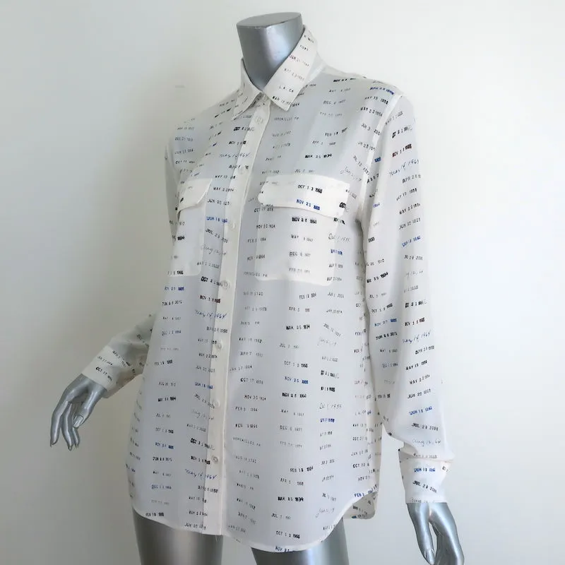 Blouse en soie imprimée crème avec estampille Equipment Library, taille petit, manches longues