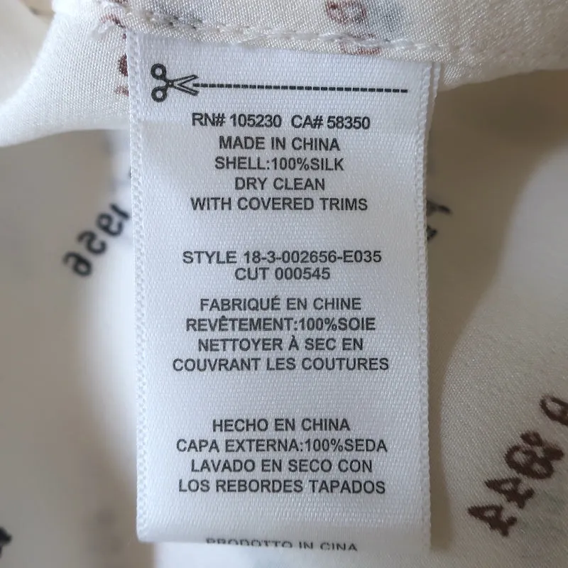 Blouse en soie imprimée crème avec estampille Equipment Library, taille petit, manches longues