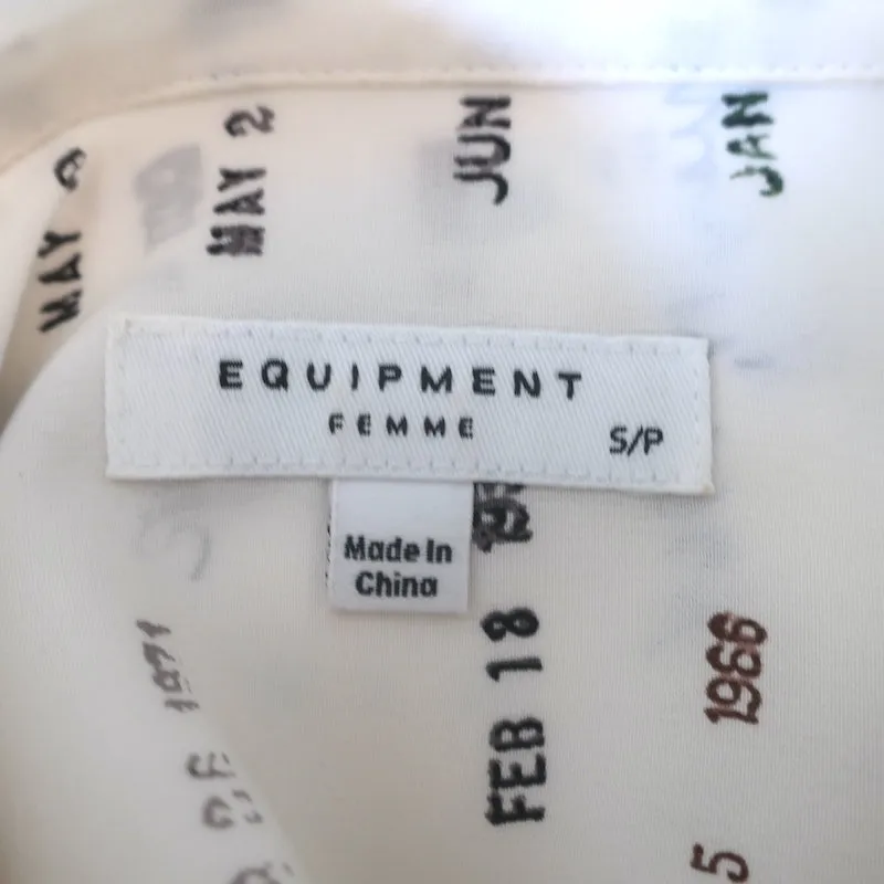 Blouse en soie imprimée crème avec estampille Equipment Library, taille petit, manches longues