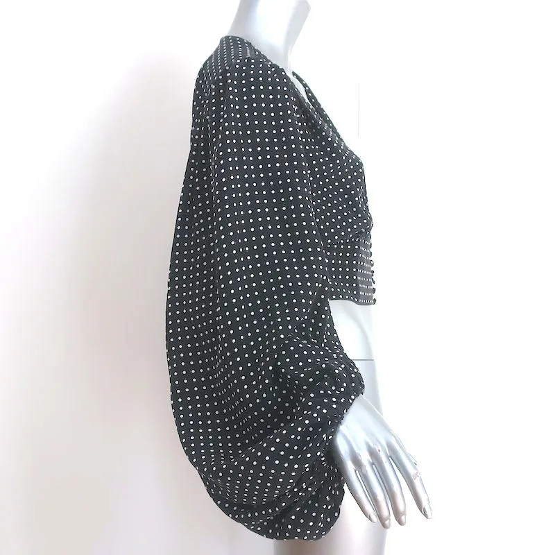 Chemise à manches ballon Sola Equipment en soie à pois noirs et blancs Taille S