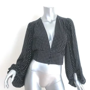 Equipment Sola Balloon Sleeve Blouse Black & White Polka Dot Silk Size Small