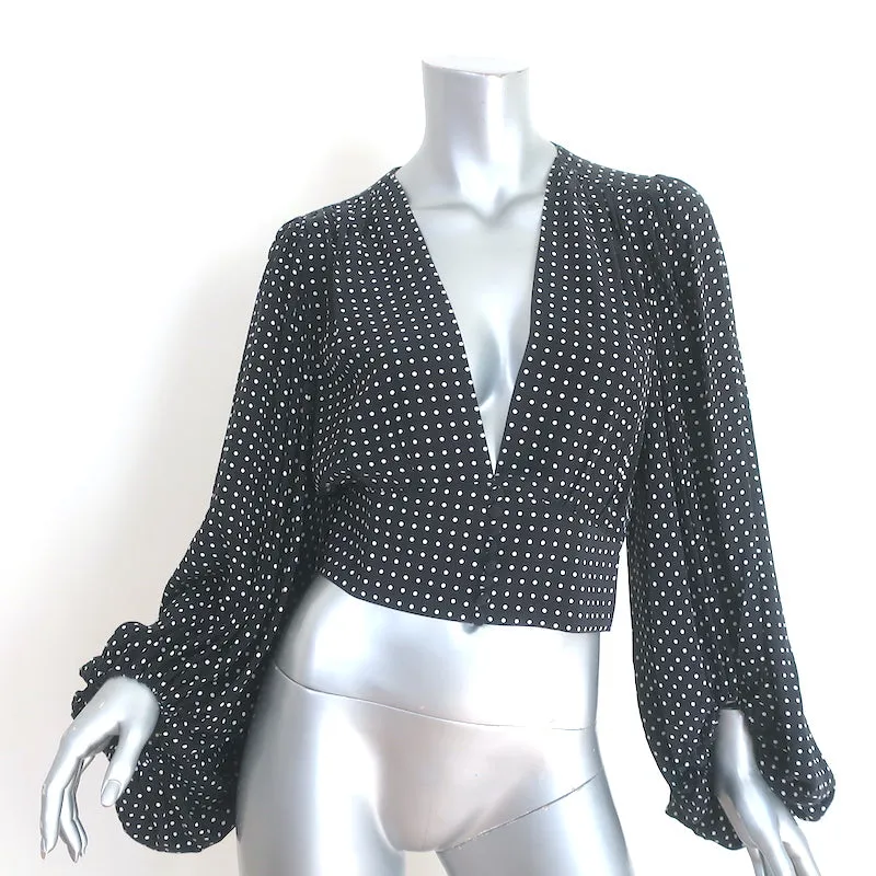Chemise à manches ballon Sola Equipment en soie à pois noirs et blancs Taille S