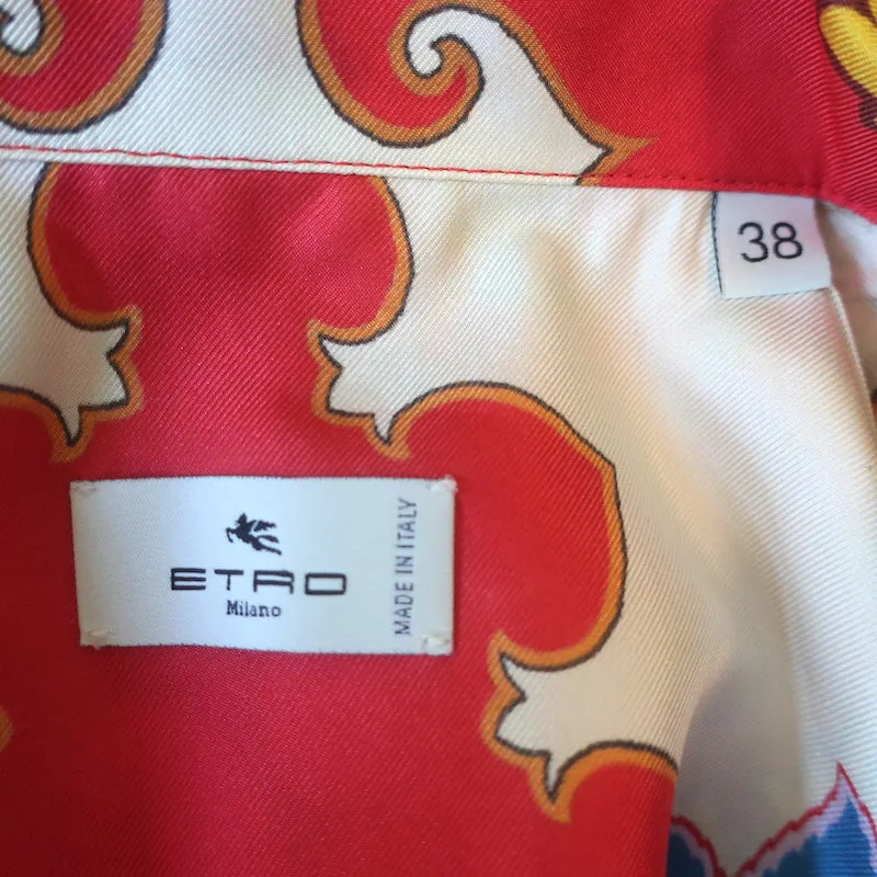 Etro Blooming Paisley Chemisier Multicolore en Soie Taille 38 Manches Courtes