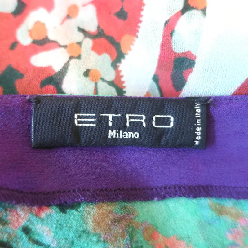 Etro Poncho Blouse Multicolore Imprimé Paisley en Mousseline de Soie Taille Unique