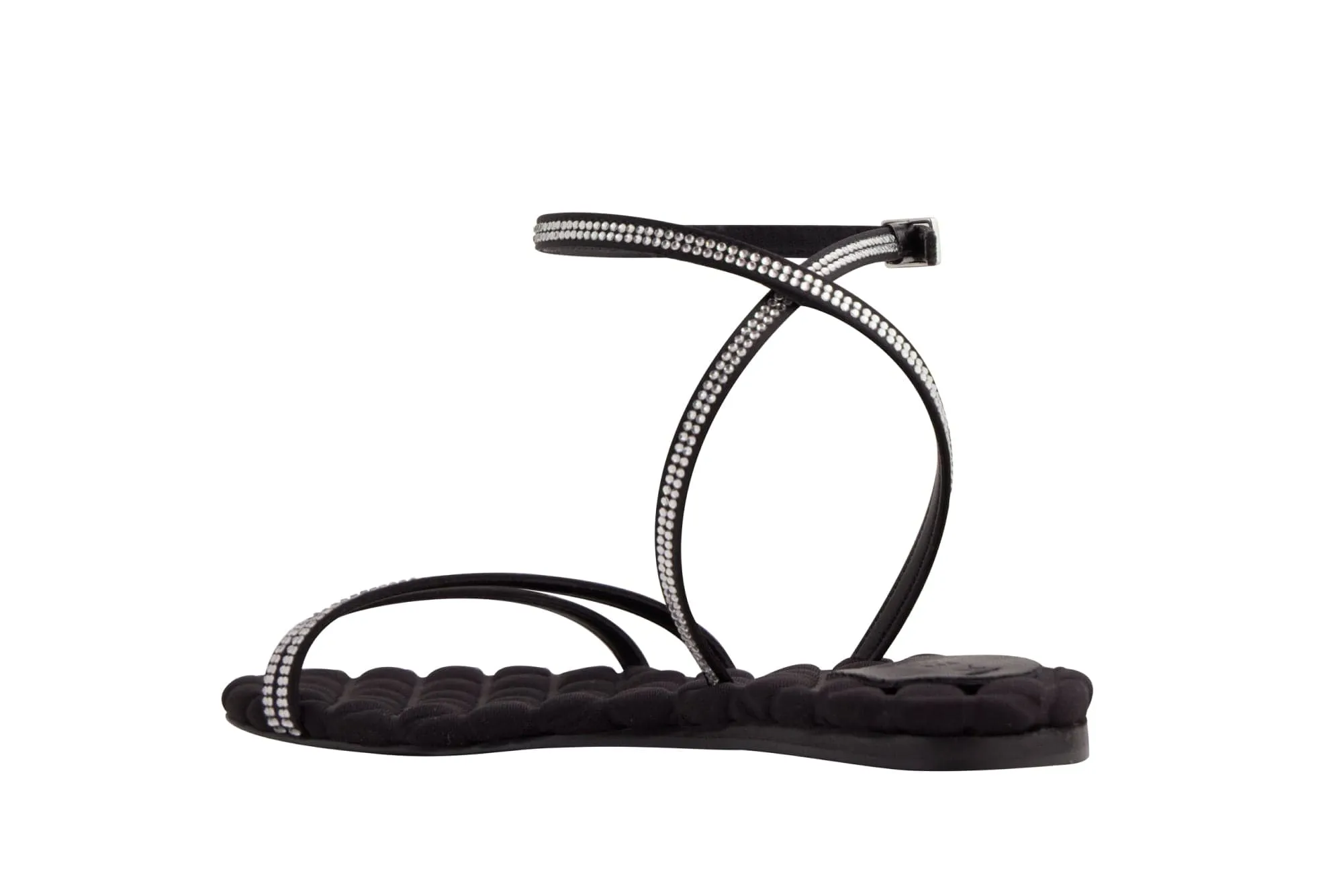 Sandales Faye Vegan en coton rembourré | Cristal noir