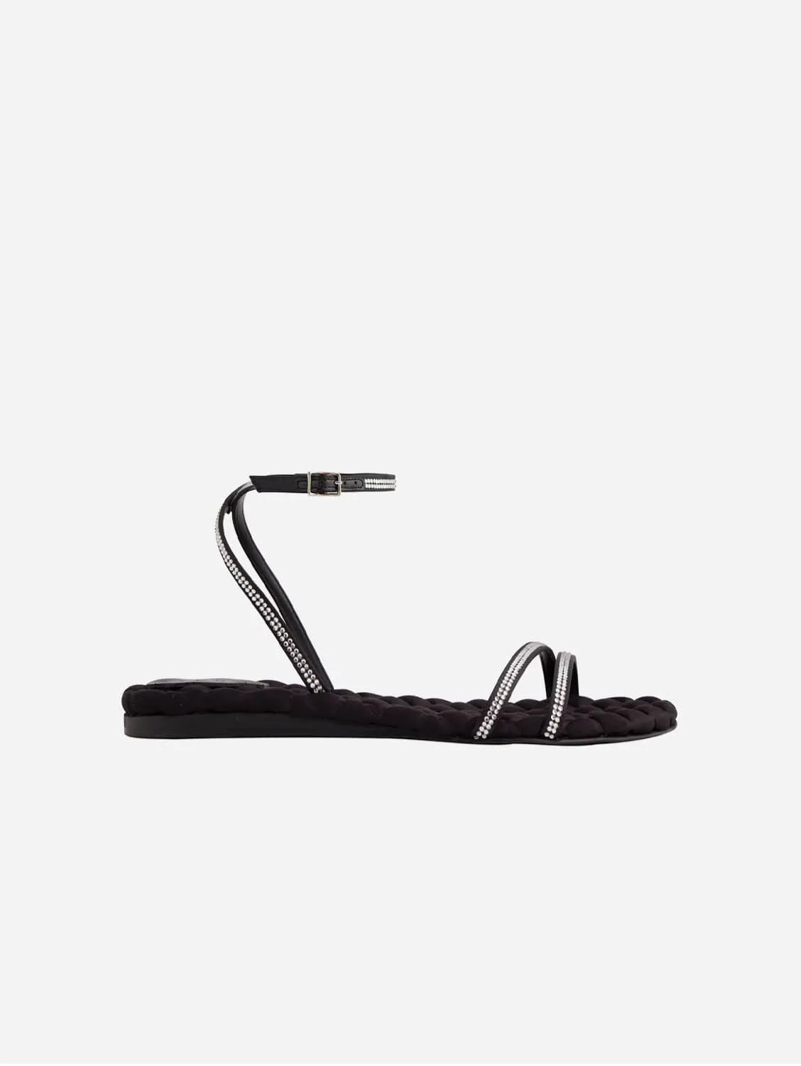 Sandales Faye Vegan en coton rembourré | Cristal noir