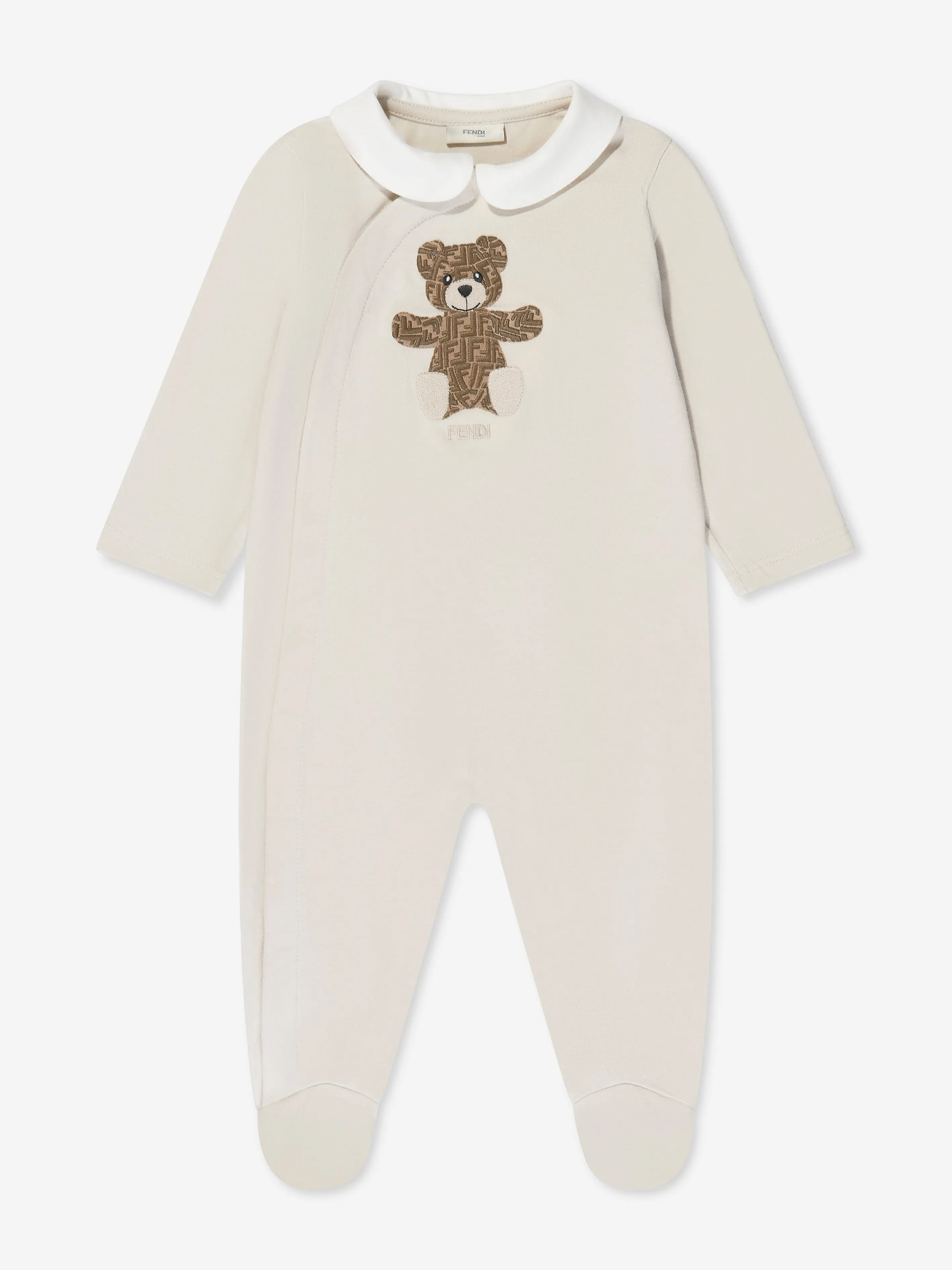 Ensemble Babygrow et Bonnet Fendi Baby Bear en Beige