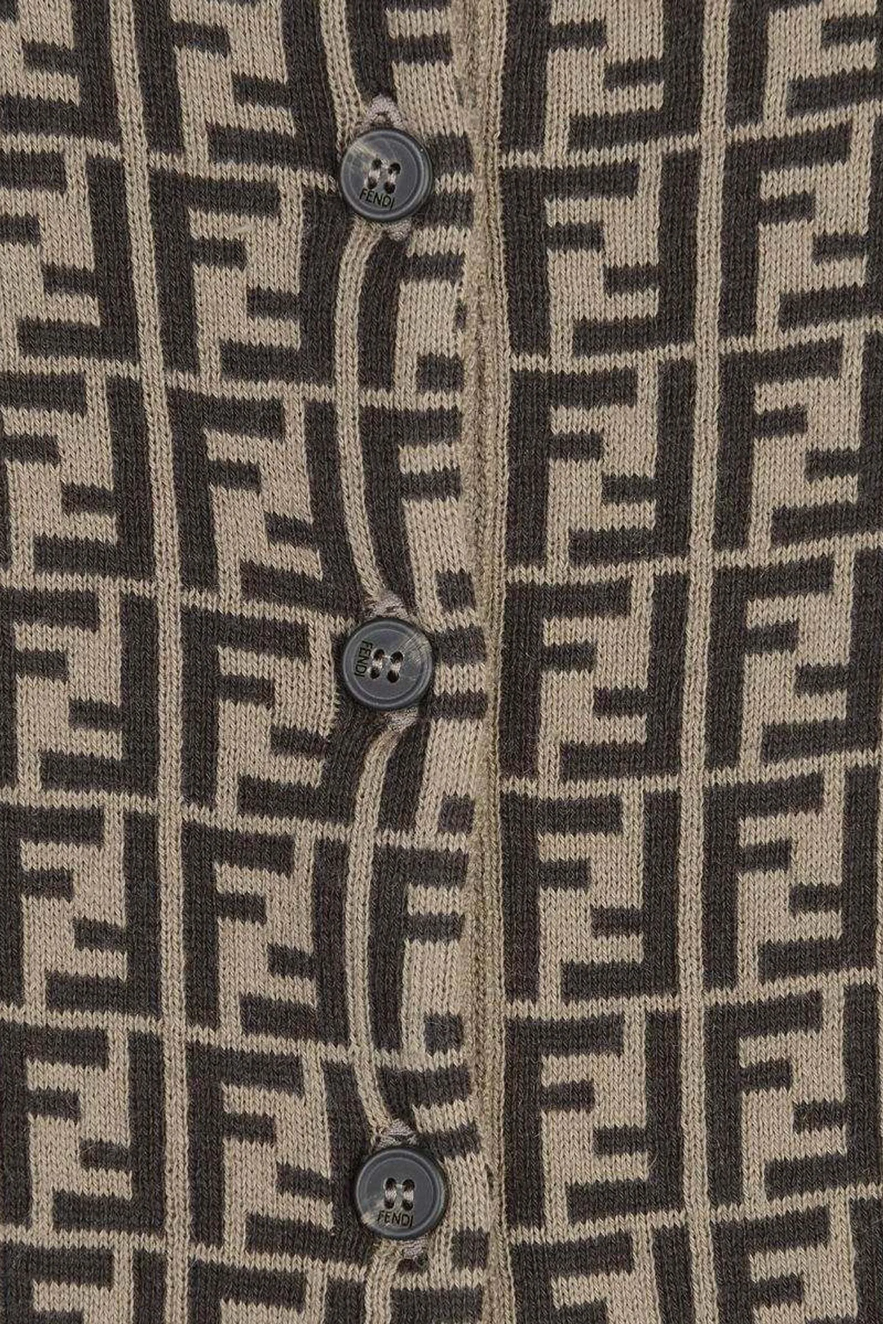 Fendi Combinaison Bébé en Coton et Cachemire Marron