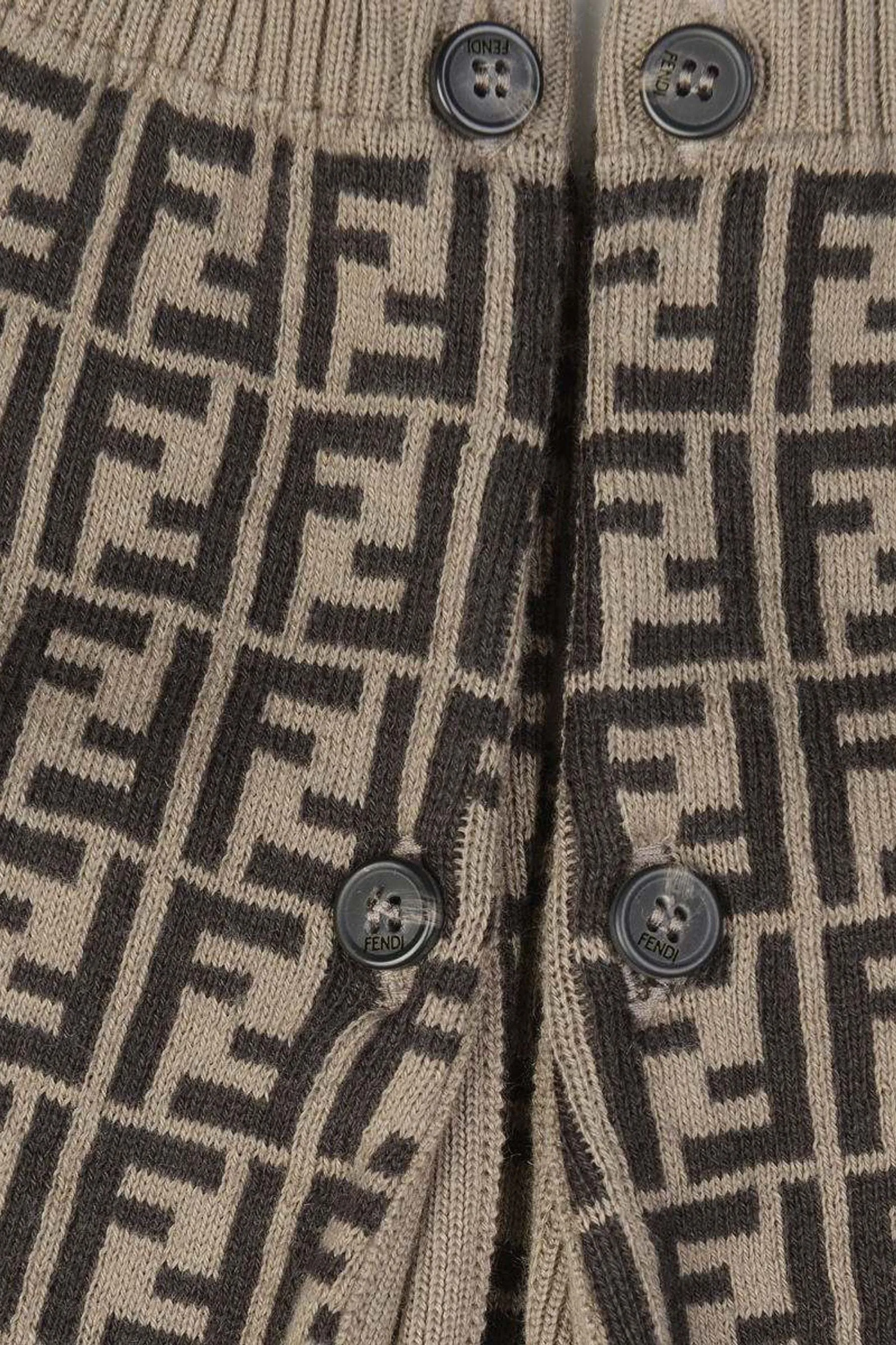 Fendi Combinaison Bébé en Coton et Cachemire Marron