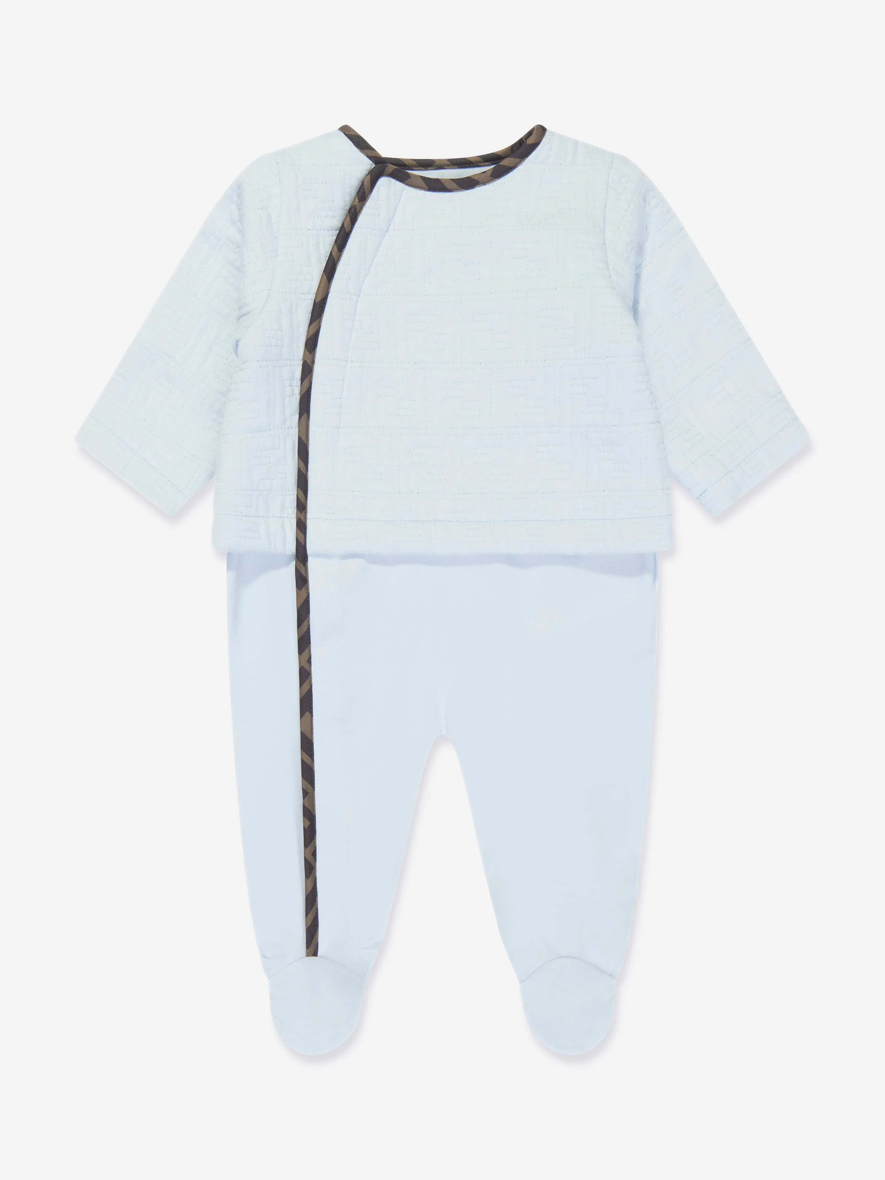 Ensemble Cadeau Body en Coton Fendi pour Bébé Fille (3 Pièces) en Bleu