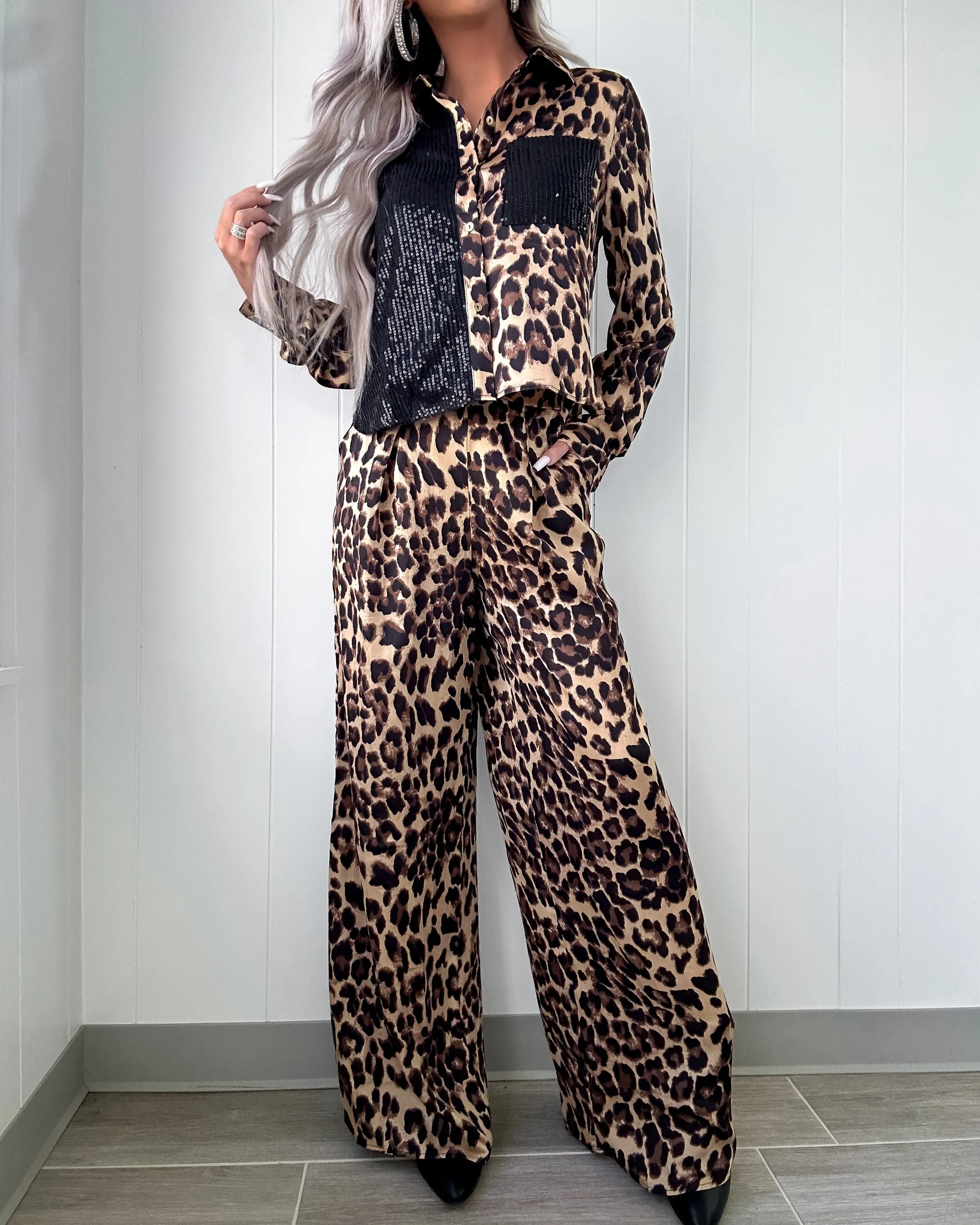Ensemble Pantalon à Paillettes Féroce - Léopard