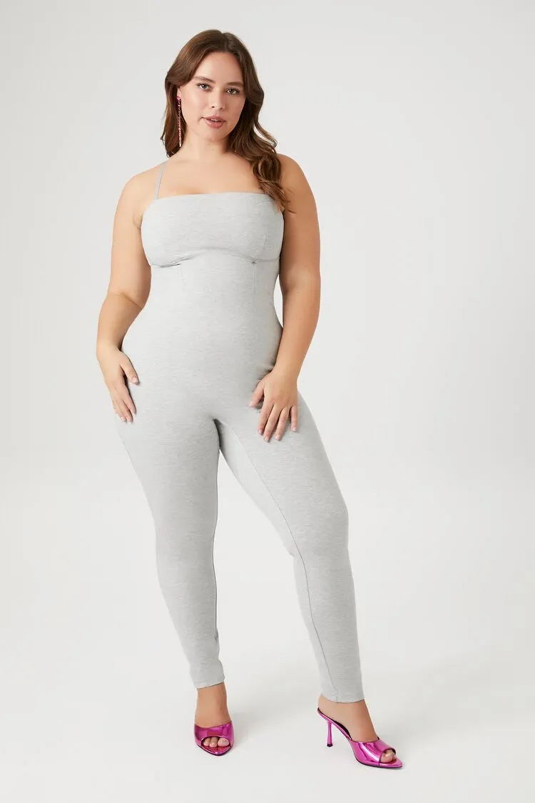 Forever 21 Plus Combinaison-jupe ajustée pour femme Gris chiné Forever 21