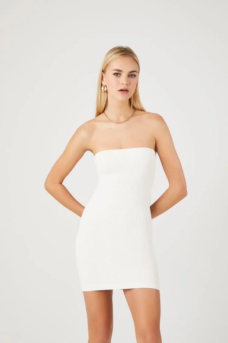 Forever 21 Robe tube sans coutures pour femme en blanc mini
