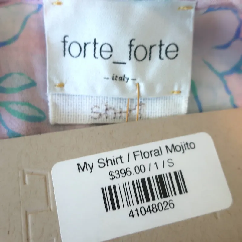 Forte Forte Chemise Rose Clair Mojito Imprimé Florale Taille 1 Haut à Manches Longues NEUF