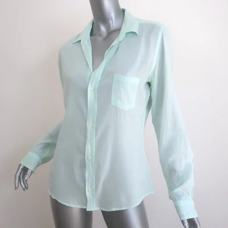 Frank & Eileen Chemise Barry Boutonnée Menthe Coton Taille Moyenne Manches Longues Haut