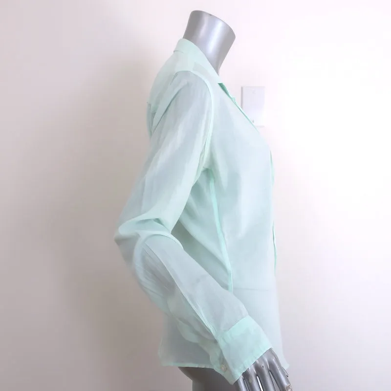 Frank & Eileen Chemise Barry Boutonnée Menthe Coton Taille Moyenne Manches Longues Haut