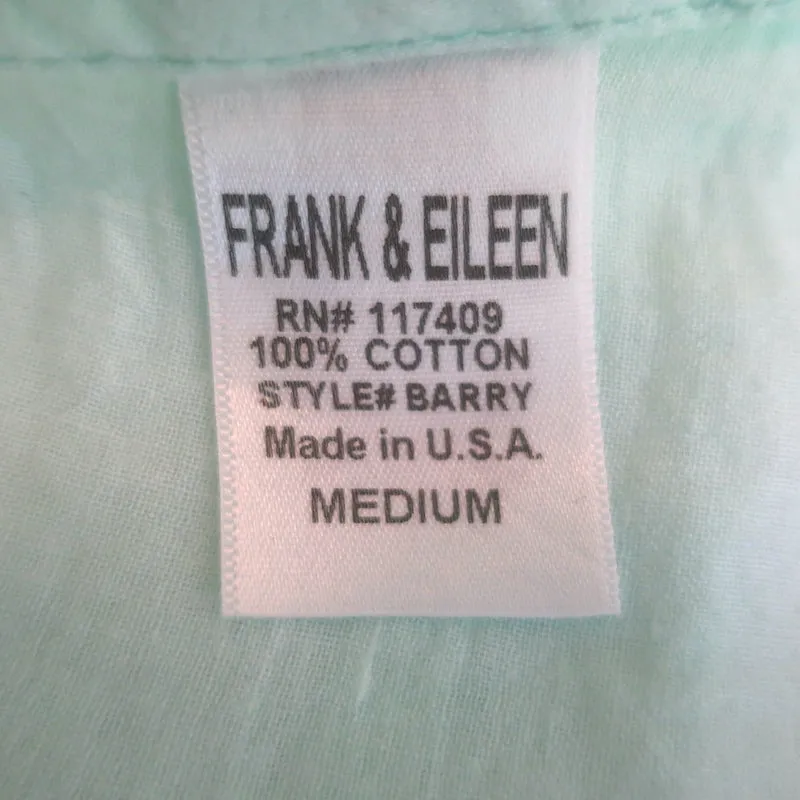 Frank & Eileen Chemise Barry Boutonnée Menthe Coton Taille Moyenne Manches Longues Haut
