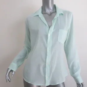 Frank & Eileen Barry Button-Up Shirt Mint Cotton Size Medium Long Sleeve Top