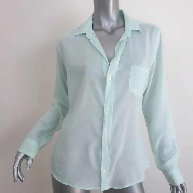 Frank & Eileen Chemise Barry Boutonnée Menthe Coton Taille Moyenne Manches Longues Haut