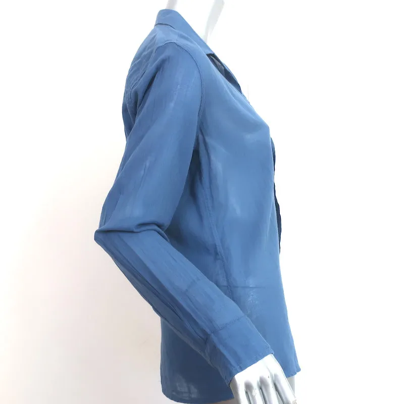 Frank & Eileen Chemise Barry Bleue en Coton Taille Petite Haut à Manches Longues