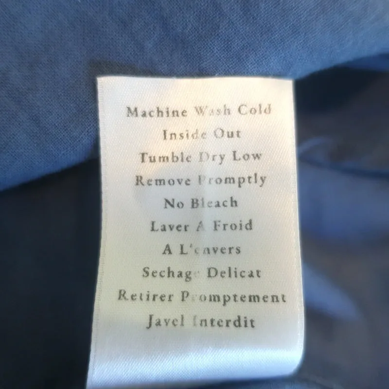 Frank & Eileen Chemise Barry Bleue en Coton Taille Petite Haut à Manches Longues