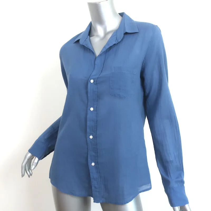 Frank & Eileen Chemise Barry Bleue en Coton Taille Petite Haut à Manches Longues