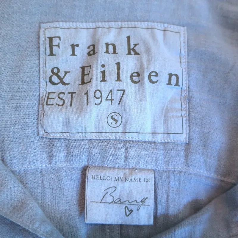 Frank & Eileen Chemise Barry Bleue en Coton Taille Petite Haut à Manches Longues